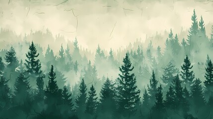 Obraz na płótnie Canvas Forest foggy illustration poster background