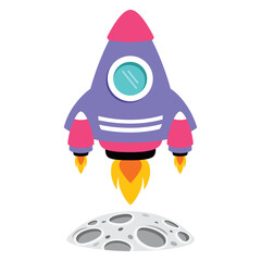 Cartoon Illustration Of A Spaceship