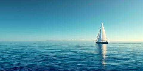 lonely sailing boat in the vast ocean - Powered by Adobe
