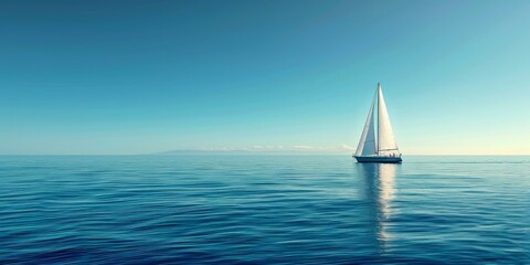 lonely sailing boat in the vast ocean