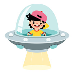 Cartoon Illustration Of A Spaceship