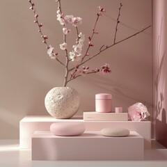 Obraz na płótnie Canvas Still life with pink flowers in a vase