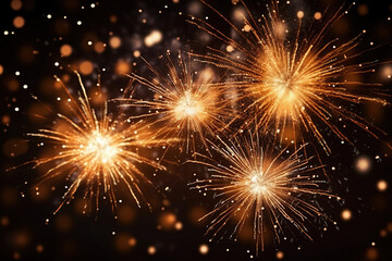 Fototapeta premium Generative ai on theme festive brightly fireworks on twilight background high in dark sky