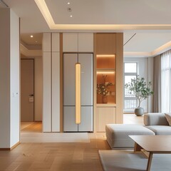 Modern Living Room Interior with Open Kitchen and Minimalist Design