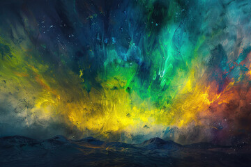 Obraz na płótnie Canvas Generative ai on theme of beautiful northern lights, bright aurora borealis winter in atmosphere