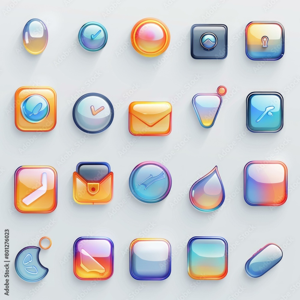 Aufkleber a set of 3d glossy web icons with various symbols