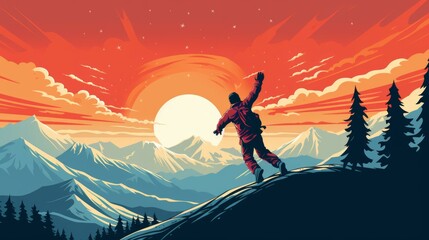 man jumping on the mountaintop at sunset