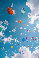 Colorful kites celebrate makar sankranti, hindu holiday honoring sun deity surya and harvest season