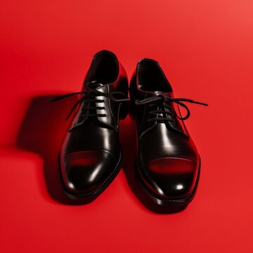 Zapatos negros aislados sobre un fondo minimalista, capturando su esencia atemporal y elegante.
