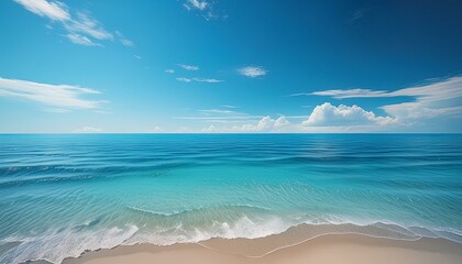 beach, sea and blue clouds on a beautiful sunny day