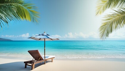 beach with chairs and umbrella