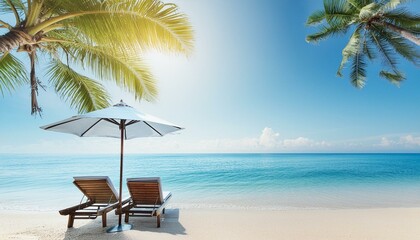 Obraz premium chairs and umbrella on the beach