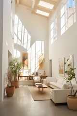 Bright and Airy Living Space With Plants and White Walls