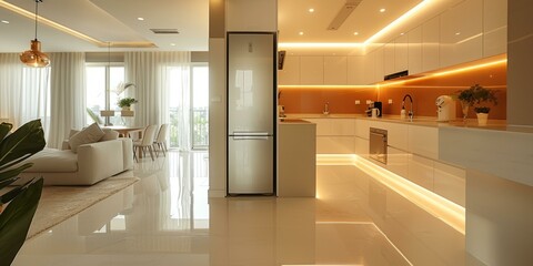 An example of using warm colors to decorate a modern house