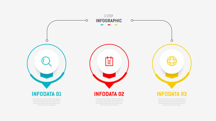 Three Step Infographic label design Vector template with line icons. process steps diagram, presentations, workflow layout, banner, flow chart, info graph vector illustration.