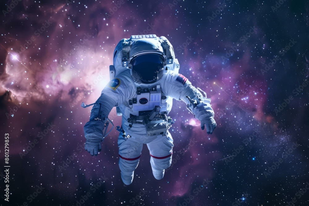 Poster astronaut in spacesuit floating in the vastness of space