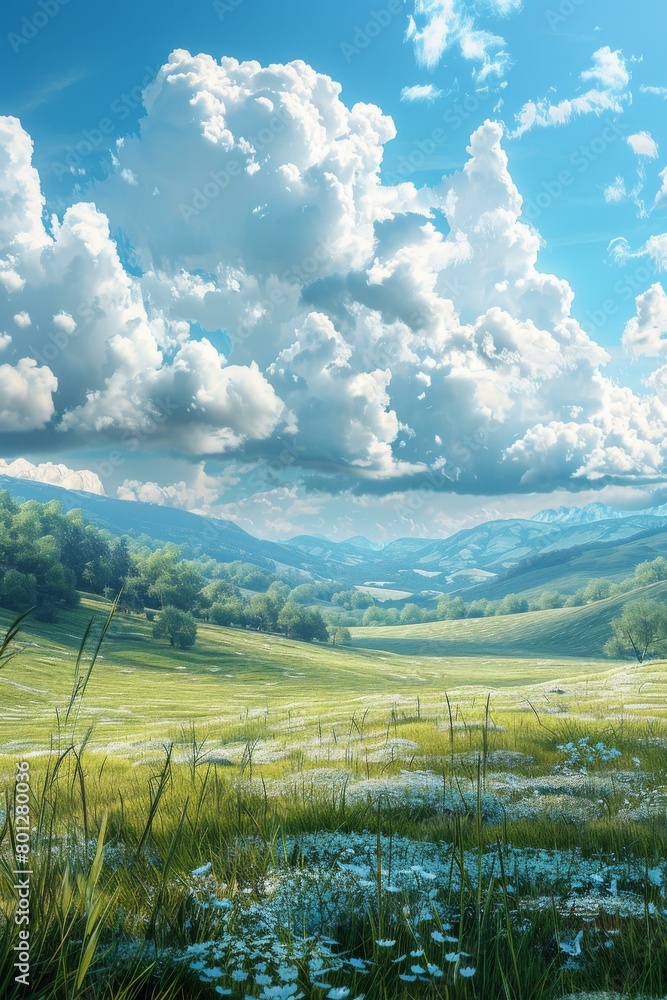 Wall mural Landscape with mountains and clouds