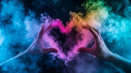 Smoke heart made with hands