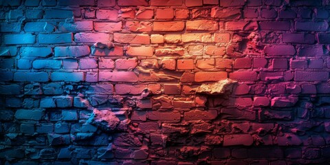 Grunge blue and red brick wall texture background
