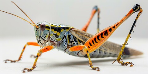 A colorful lubber grasshopper on a white background
