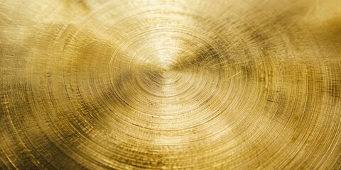 Golden brass metal texture background with concentric circles from lathe turning