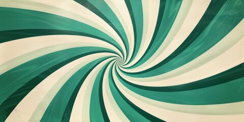 A swirl to the center of the image in green and white, vintage poster background, retro or vintage in 50s or 60s style