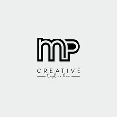 Abstract Minimal Letter MP PM Initial Based Stylish Line Logo Design Vector.