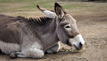 A Donkey With Its Head Bowed Resting