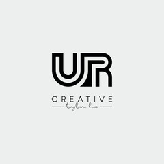 Abstract Minimal Letter UR RU Initial Based Stylish Line Logo Design Vector.