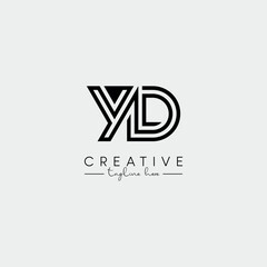 Abstract Minimal Letter YD DY Initial Based Stylish Line Logo Design Vector.