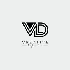 Naklejka premium Abstract Minimal Letter VD DV Initial Based Stylish Line Logo Design Vector.