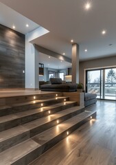 Fototapeta premium Stairway to an open concept living room