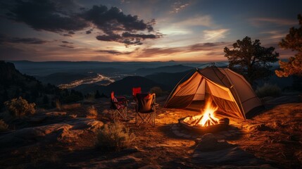 Camping under the stars with a view of the city lights
