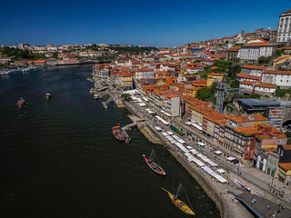 ribeira Porto old town street view building, portugal view from luis bridge