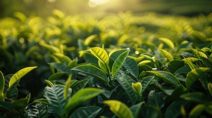 The verdant green tea plantation stretches as far as the eye can see, its lush leaves dancing in...