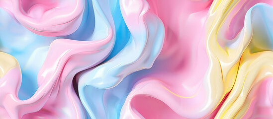 Obraz premium Colorful twisted smooth shapes in motion, abstract pastel background seamless pattern texture. 3D render illustration style. Pink blue Background for wallpaper, tapestry, cloth, fabric printing, web.
