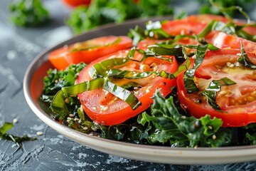 Tomato, kale and seaweed salad