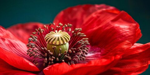 A close up of a red poppy flower