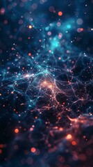 Obraz premium Blue and orange glowing plexus network
