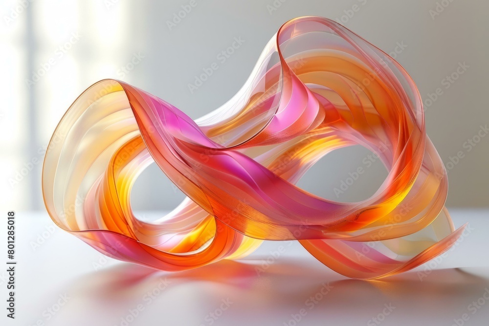Poster colorful 3d rendering of intertwined translucent shapes