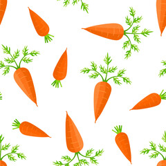 Carrot seamless pattern. Fresh vegetables background. Vector cartoon flat illustration.