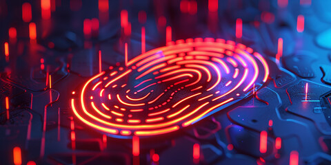 digital fingerprint on motherboard backgrounds, digital security and access concepts