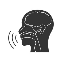 Speak Icon Silhouette Illustration. Speech Vector Graphic Pictogram Symbol Clip Art. Doodle Sketch Black Sign.