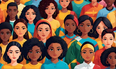 large multiethnic group together, diversity and multiculturalism concept, vector illustration design. Generative AI