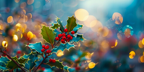 A close up of a red leafy plant with berries - Powered by Adobe