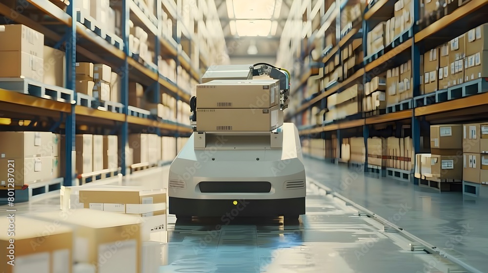 Poster robotic automation streamlining warehouse with precision and speed