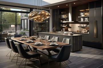 Luxury Dining Room With Glass Windows