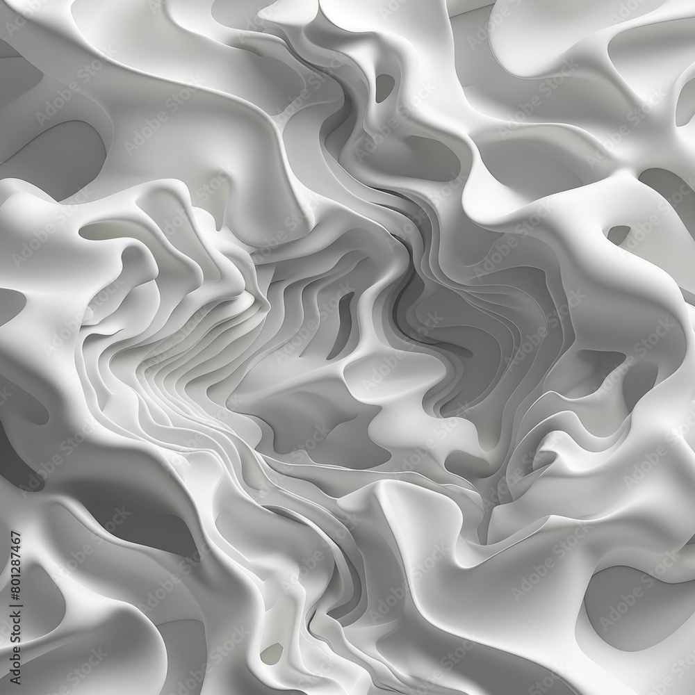 Poster white abstract 3d rendering of a wavy surface