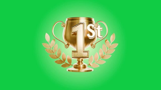 first winner golden cup trophy animation video green screen