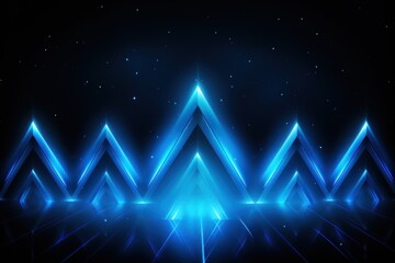 Blue glowing arrows abstract background pointing upwards, representing growth progress technology digital marketing digital artwork with copyspace